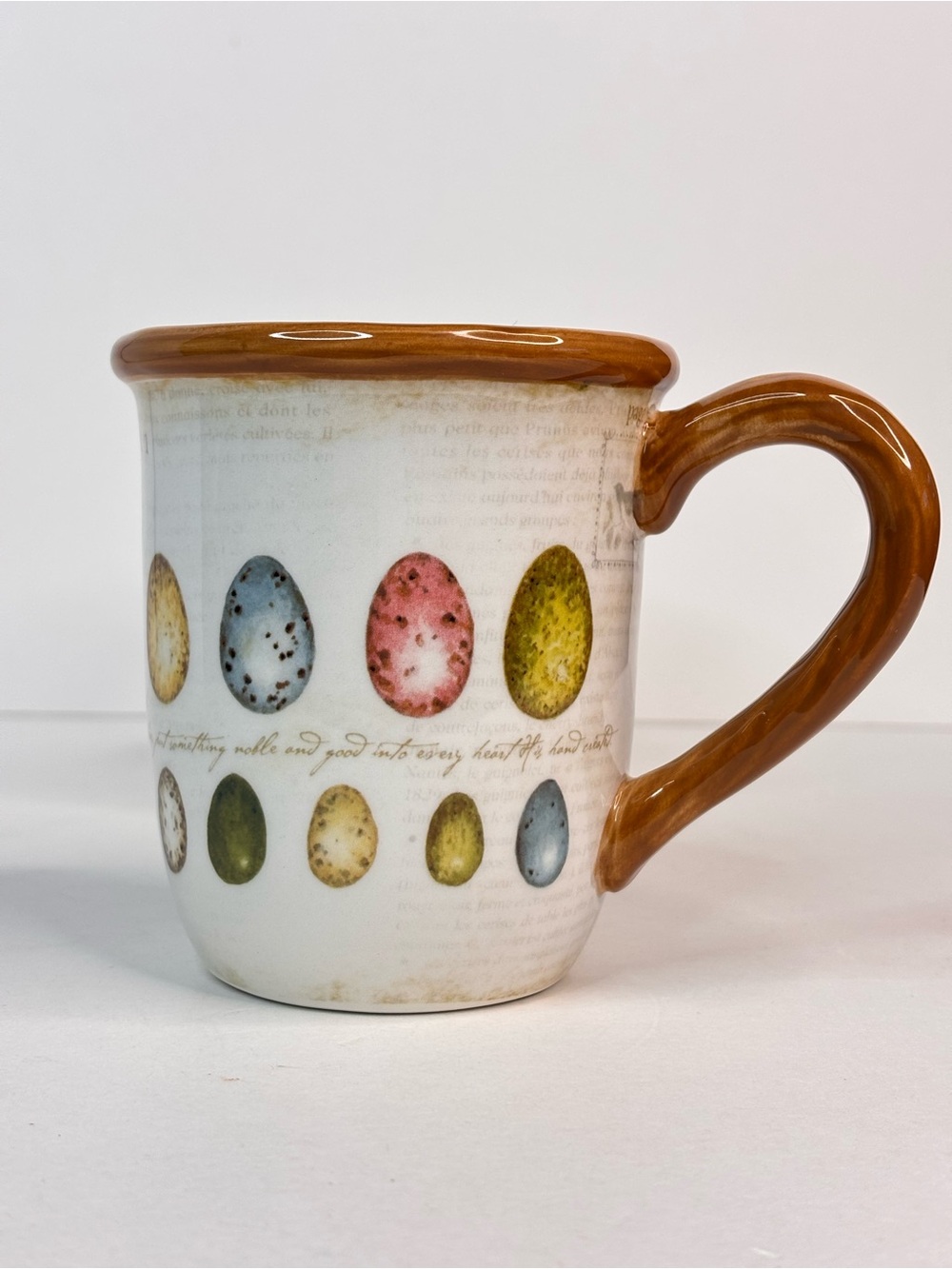 Nature Themed Butterfly & Egg Ceramic Mug Set of 2, Brown Handles Susan Winget - Picture 6 of 14